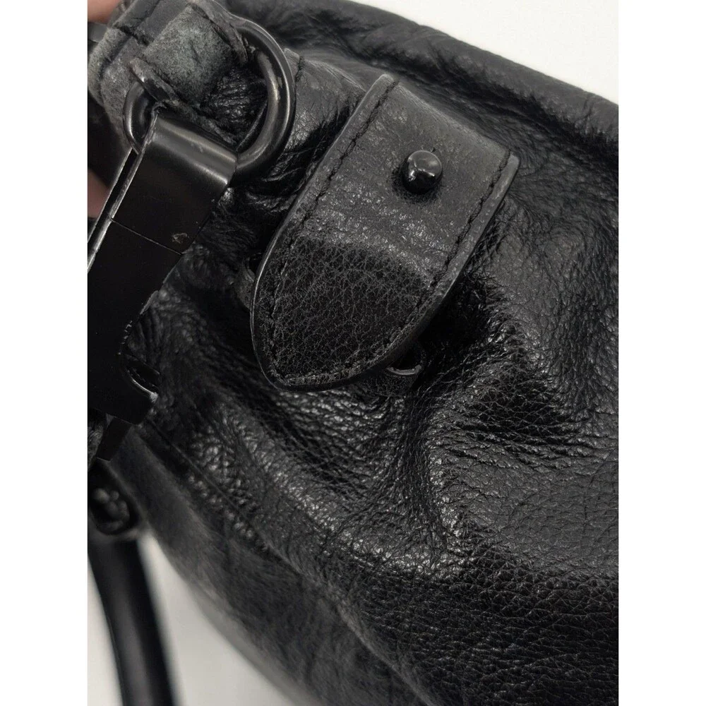 Elliot Lucca Black Woven Braided Leather Shoulder Bag Satchel Crossbody Handbag